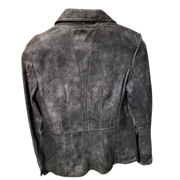 Pamela Dennis Private Client Group Distressed Leather Black/Gray Jacket Size 8 - Picture 3 of 8